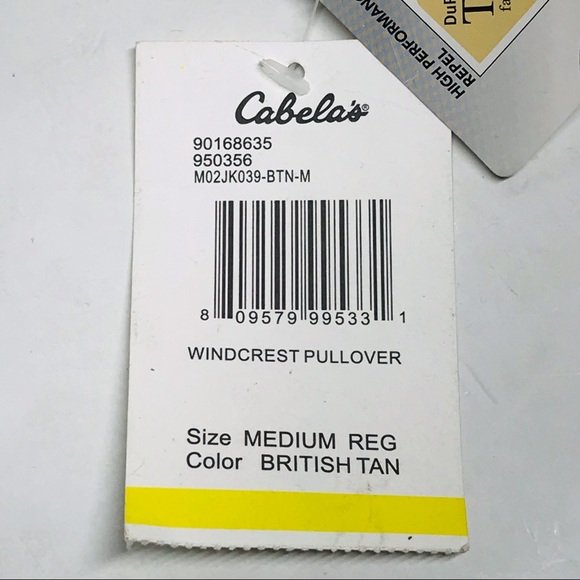Cabela's Outdoor Gear Windcrest Sz M V Neck Pullover Windbreaker Golf Jacket NWT - Picture 6 of 9